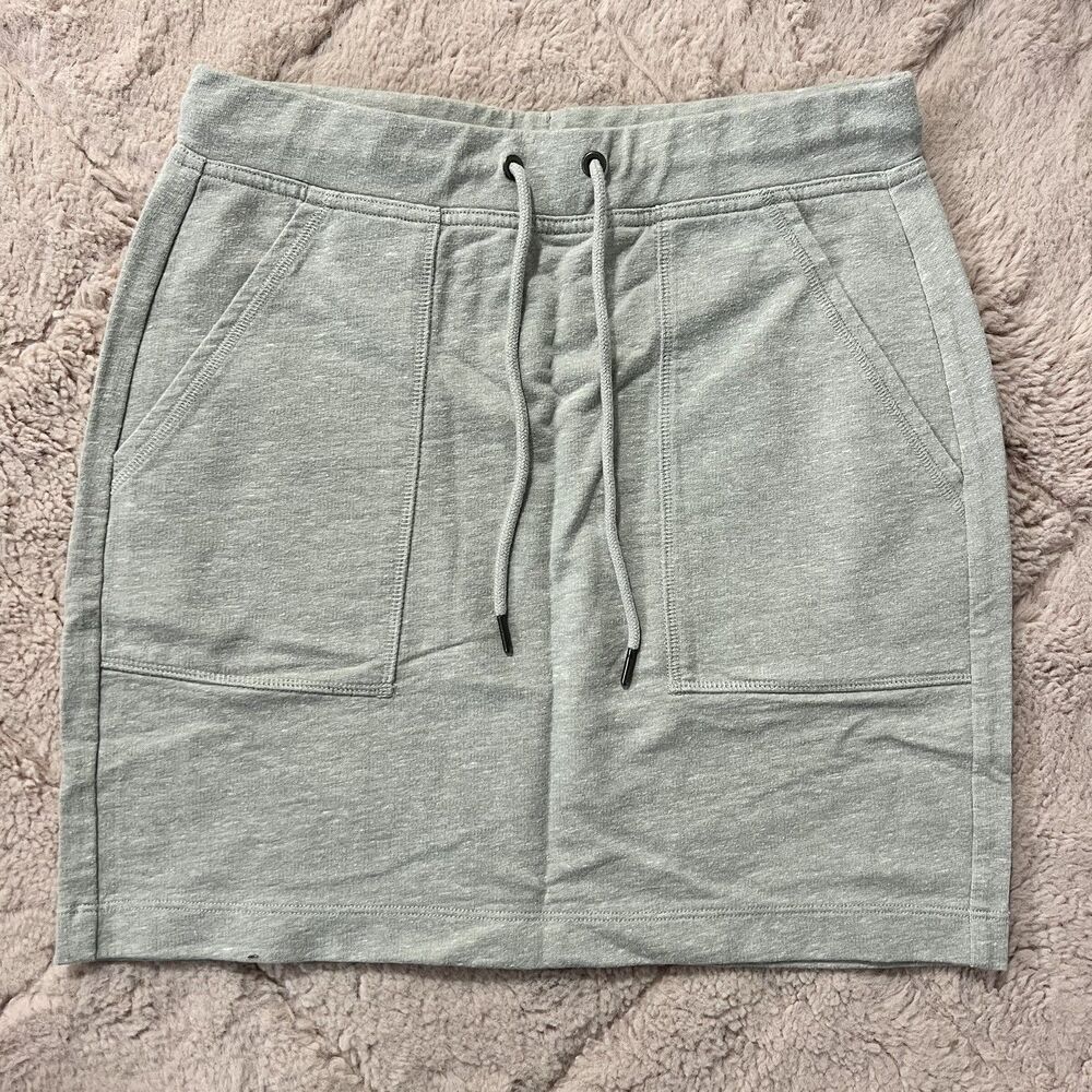 J. Crew Mercantile Gray Jersey-Knit Mini Skirt Drawstring Waist Pockets Size XXS